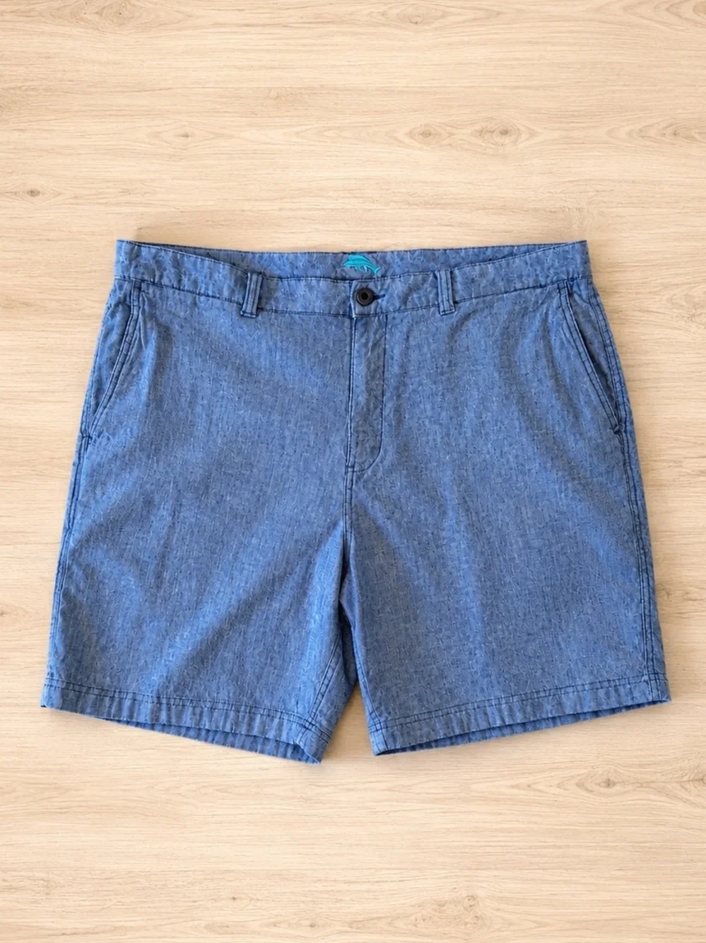 Tommy Bahama Blue Gray Linen Blend Chino Shorts Size 42 Stretch Casual